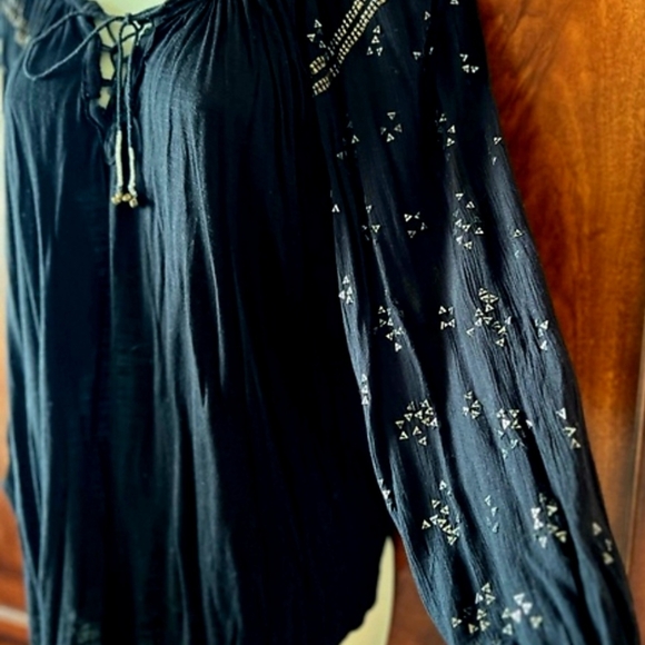 EUC Free People Black Embroidered Blouse - Picture 3 of 6